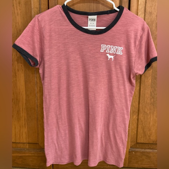 Victoria's Secret PINK dog logo oversized ringer t-shirt XS - Picture 1 of 4